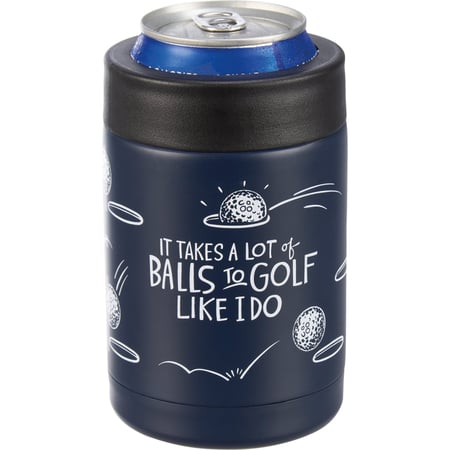 A Lot Of Balls To Golf Can Cooler - Stainless Steel, Plastic