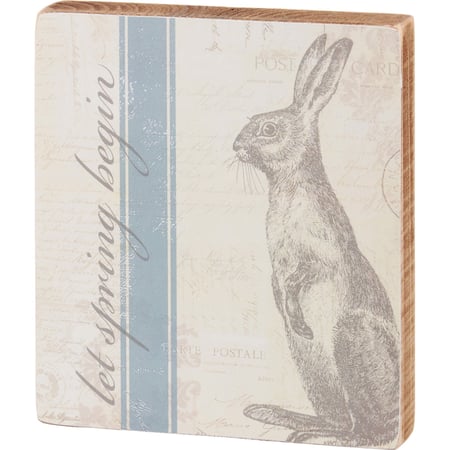 Let Spring Begin Block Sign - Wood, Paper