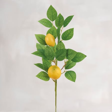 Lemon Floral Pick - Plastic, Fabric, Wire