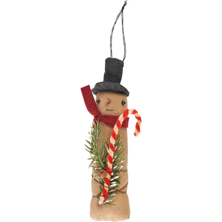 Skinny Snowman Doll - Cotton, Wood, Wire, Plastic