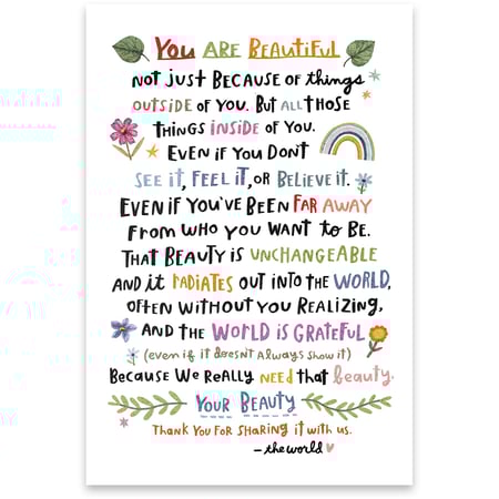 You Are Beautiful Greeting Card - Paper