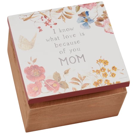 Because Of You Mom Hinged Box - Wood, Paper, Metal