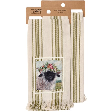 Floral Crown Sheep Kitchen Towel - Cotton