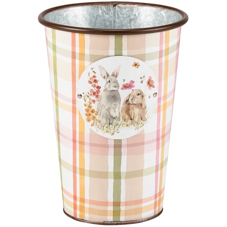 Flower Bunnies Bucket - Metal, Paper