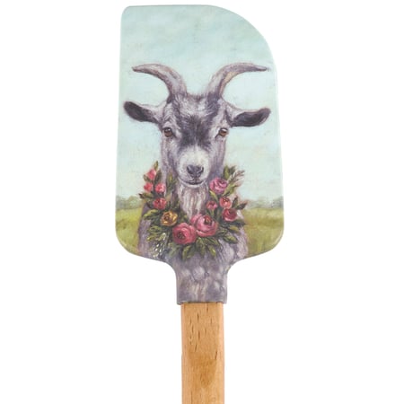 Floral Goat Spatula - Silicone, Wood