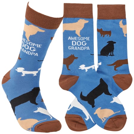 Awesome Dog Grandpa Socks - Cotton, Nylon, Spandex