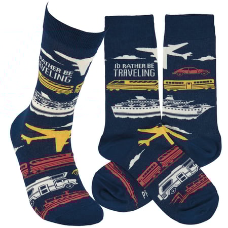 Rather Be Traveling Socks - Cotton, Nylon, Spandex