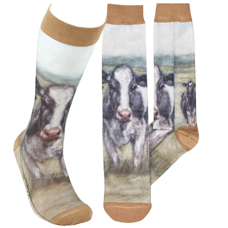 Dairy Cows Socks - Polyester, Spandex