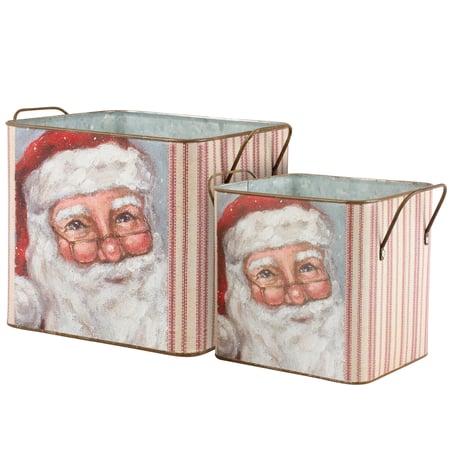 Merry Santa Bin Set - Metal, Paper