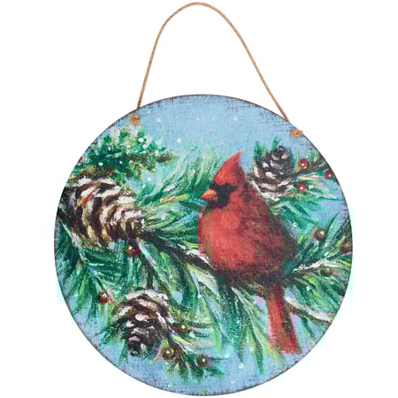 Cardinal Wall Decor - Wood, Jute