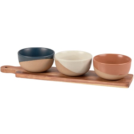 Snacks Bowl Set - Terracotta, Wood
