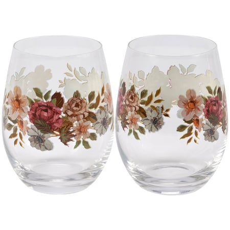 Moody Floral Wine Glass - Glass