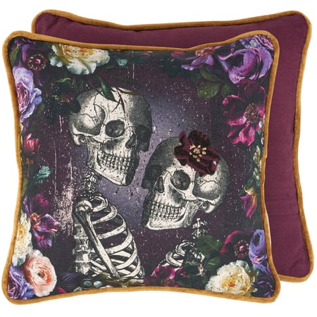 Skeleton Couple Pillow - Cotton, Velvet, Zipper
