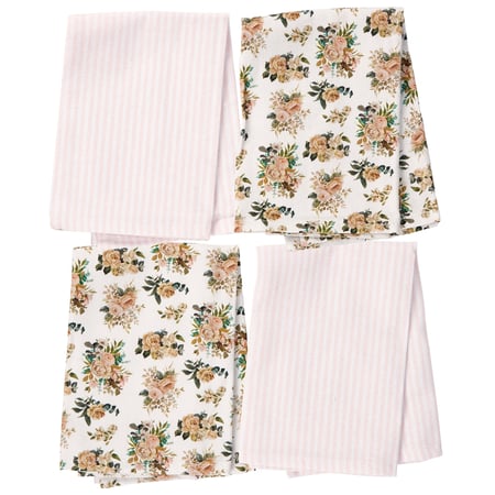 Cabbage Rose Napkin Set - Cotton, Linen
