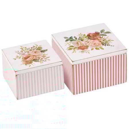 Rose Bouquet Hinged Box Set - Wood, Paper, Metal