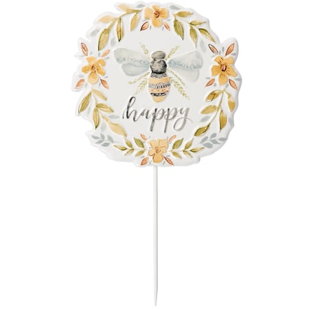 Bee Happy Garden Pick - Metal