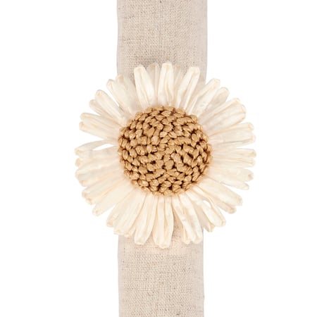 Daisy Napkin Ring - Metal, Raffia