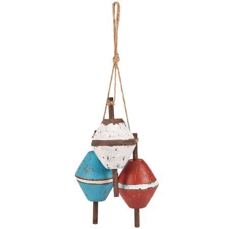 Wooden Bobbers Hanging Decor - Wood, Jute