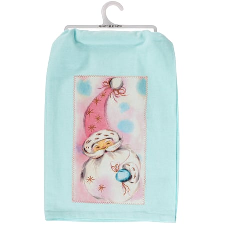 Pastel Santa Kitchen Towel - Cotton, Glitter