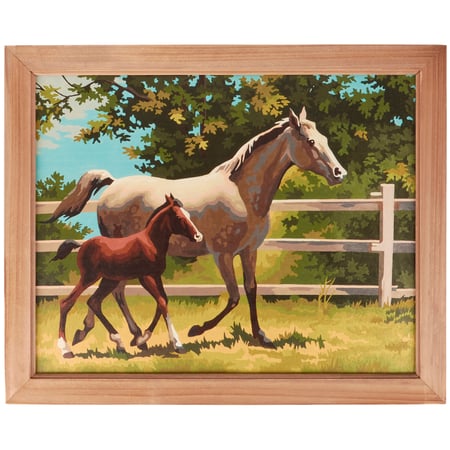 Mare And Foal Framed Wall Art - Wood, Canvas