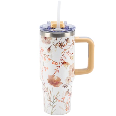 Medium Cottage Garden Travel Mug - Stainless Steel, Plastic