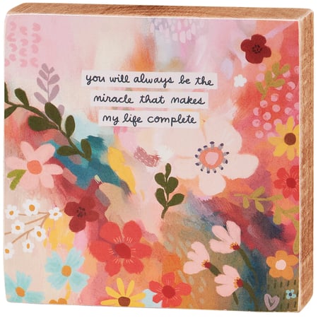 Life Complete Block Sign - Wood, Paper