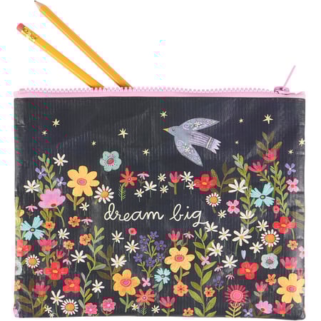 Dream Big Zipper Pouch - Post-Consumer Material, Plastic, Metal