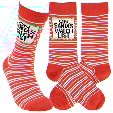 On Santa's Watch List Socks - Cotton, Nylon, Spandex