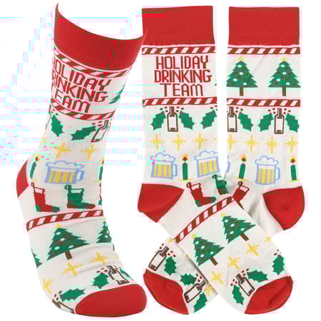 Holiday Drinking Team Socks - Cotton, Nylon, Spandex