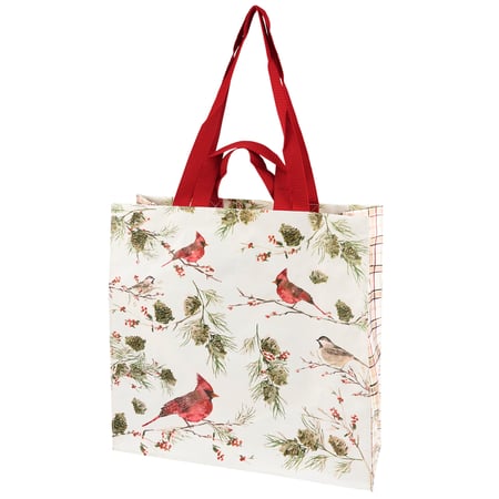 Winter Birds Market Tote - Post-Consumer Material, Nylon