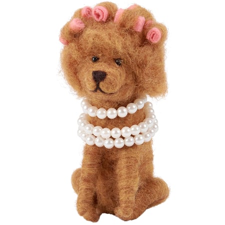Pearl Necklace Dog Critter - Felt, Plastic
