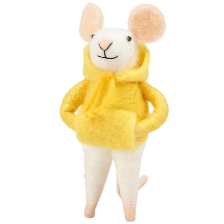 Yellow Hoodie Mouse Critter - Felt, Polyester, Plastic