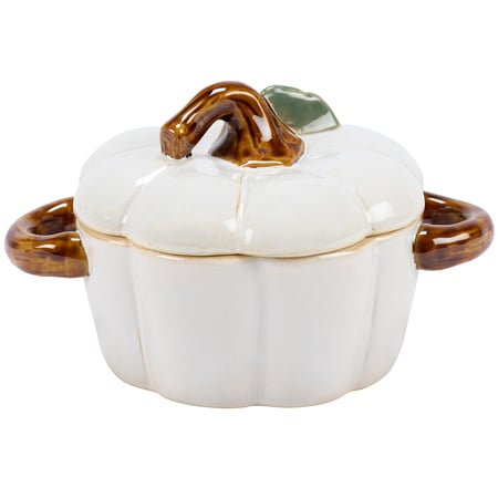 White Pumpkin Treat Jar - Stoneware