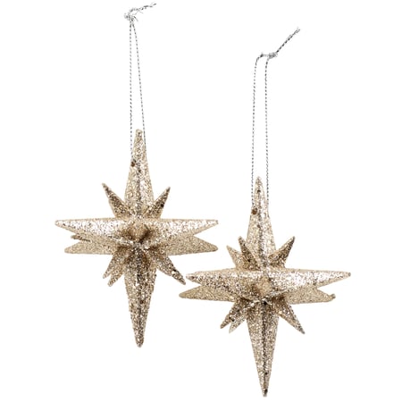 Starburst Ornament Set - Plastic, Glitter