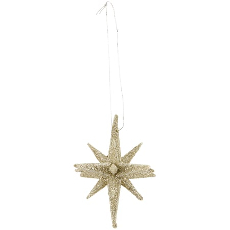 Champagne Star Ornament Sm - Plastic, Glitter