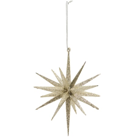 Champagne Star Ornament Lg - Plastic, Glitter