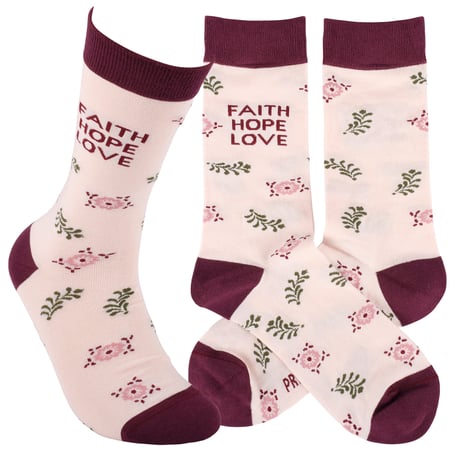 Faith Hope Love Socks - Cotton, Nylon, Spandex