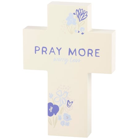 Pray More Worry Less Chunky Sitter - Wood