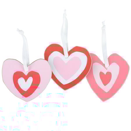 Shaped Heart Ornament Set - Wood, Paper, Cotton