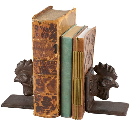Rooster Bookends - Metal, Rubber