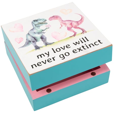 Never Go Extinct Hinged Box - Wood, Paper, Metal, Magnet