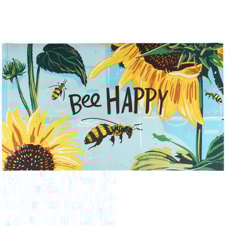Bee Happy Rug - Polyester, PVC Skid-Resistant Backing