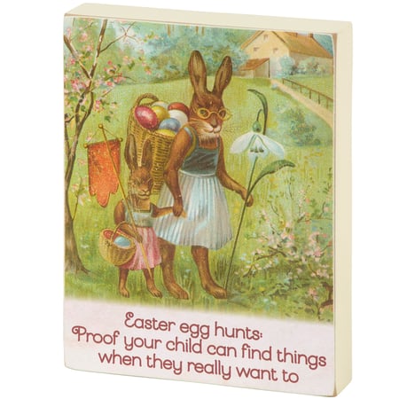 Easter Egg Hunts Block Sign - Wood, Paper