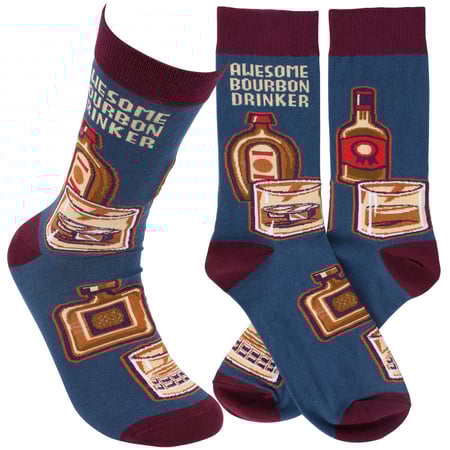 Awesome Bourbon Drinker Socks - Cotton, Nylon, Spandex