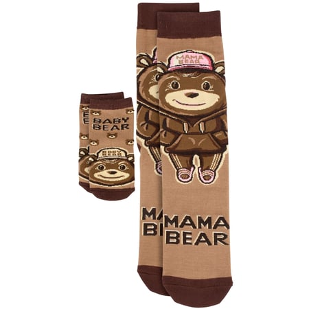 Mama/Baby Bear Baby & Me Sock Set - Cotton, Nylon, Spandex