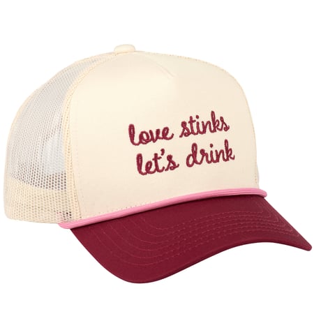 Love Stinks Let's Drink Trucker Hat - Cotton, Polyester, Plastic