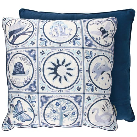 Indigo Tile Pillow - Cotton, Zipper