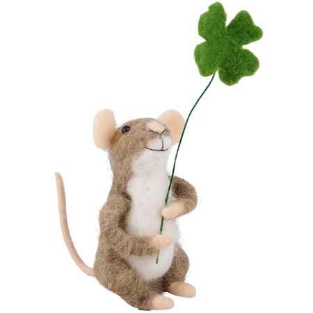 Shamrock Mouse Critter - Felt, Polyester, Foam, Wire, Plastic