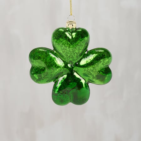 Glass Shamrock Ornament - Glass, Metal