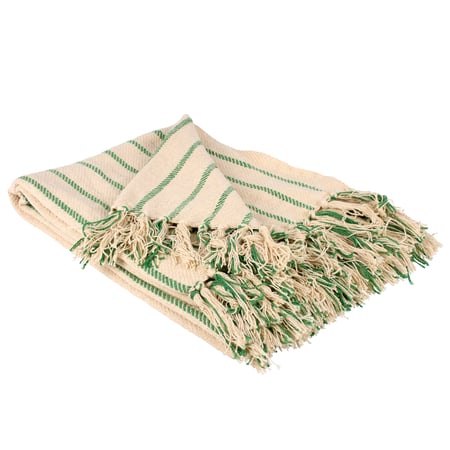Green Pencil Stripe Throw - Cotton
